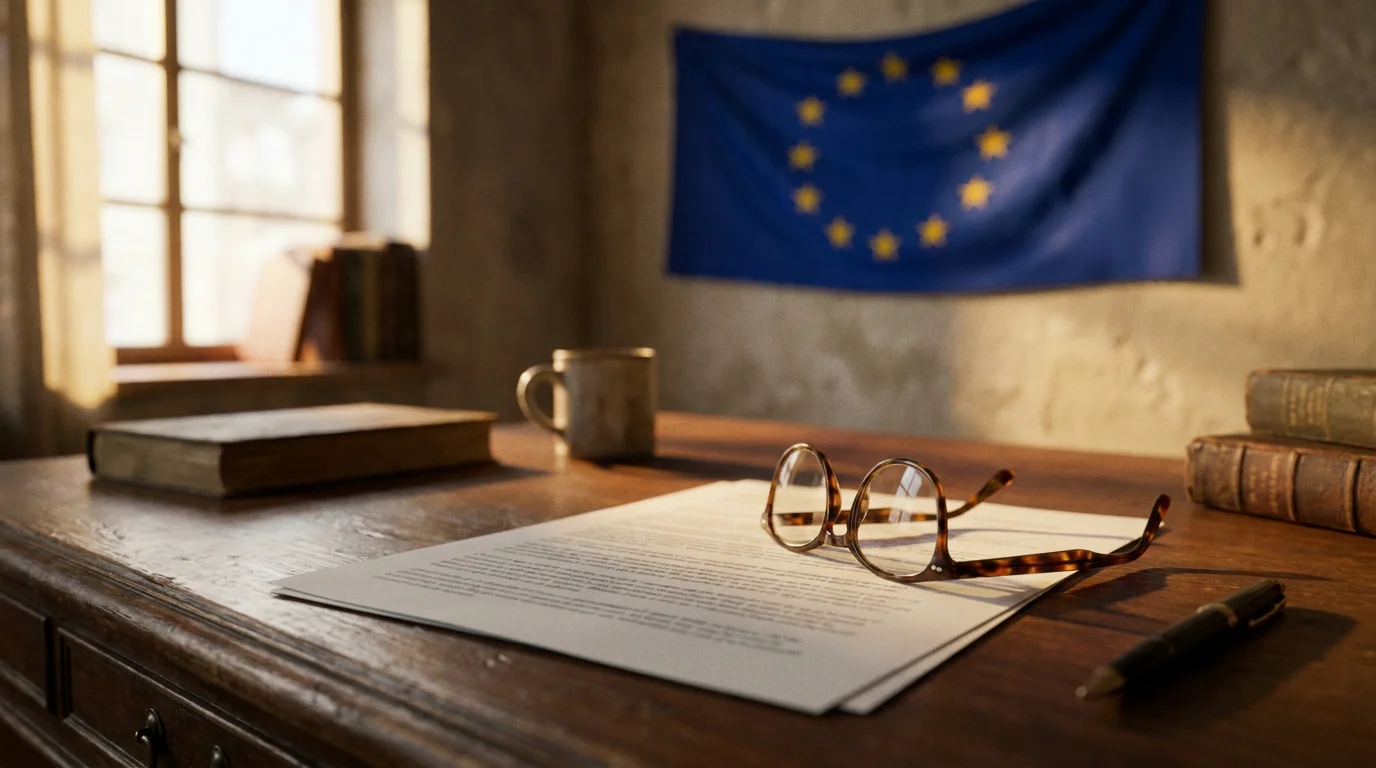 Europæisk flag i baggrunden af tax-relateret dokument