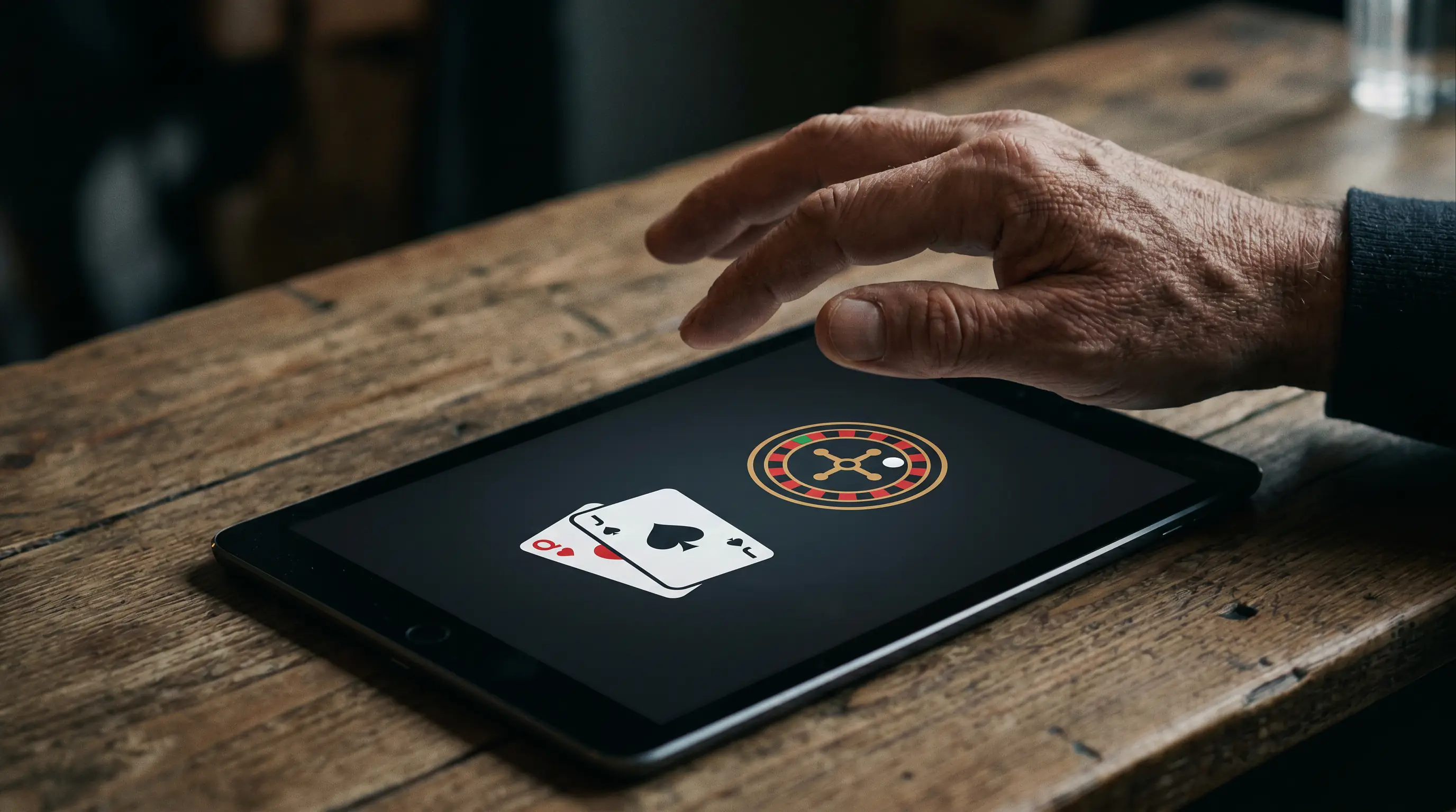 Spilleknapper for blackjack og roulette på casino-app